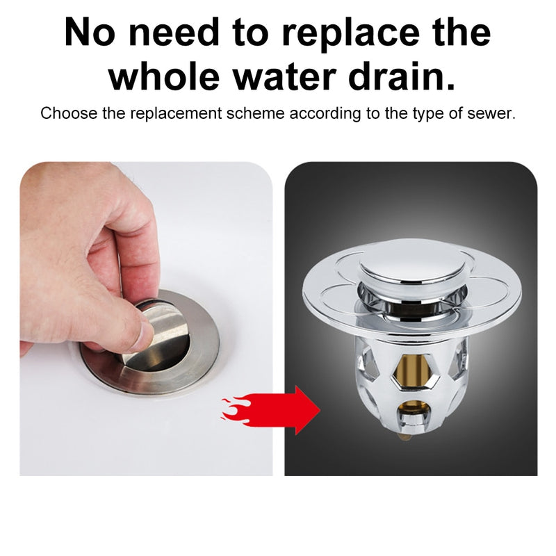 Sink Drain Stopper Pop Up Basin Drain Filter Anti-Clogging